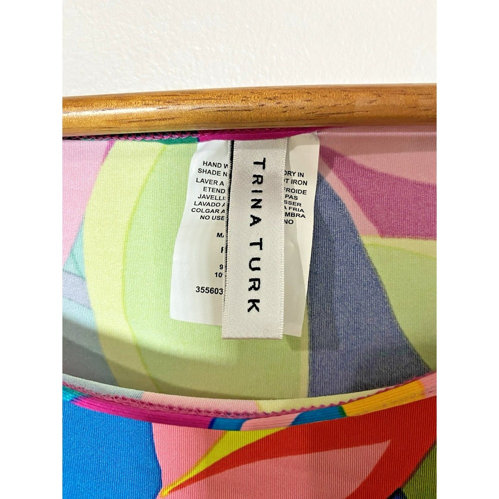 Trina Turk Swim Dress Cover Up Tunic Rainforest Multicolor SMALL Kimomo Sleeve - Picture 4 of 5